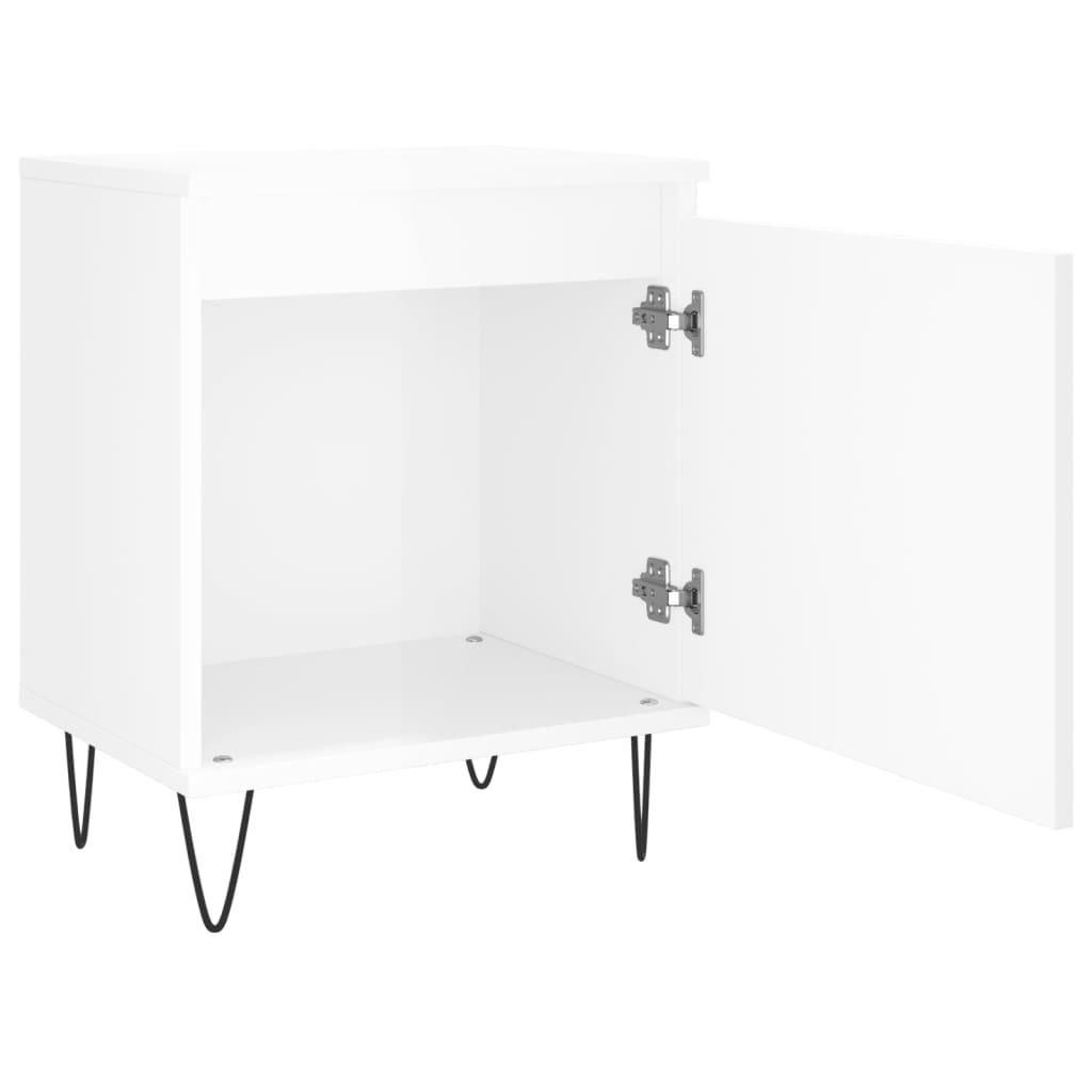 Mesita De Noche Madera De Ingeniería Blanco Brillo 40x30x50 Cm_4
