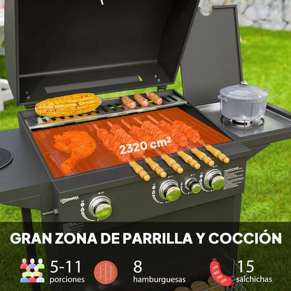 Outsunny Barbacoa De Gas Bbq Gas Con 3+1 Quemadores 8_3
