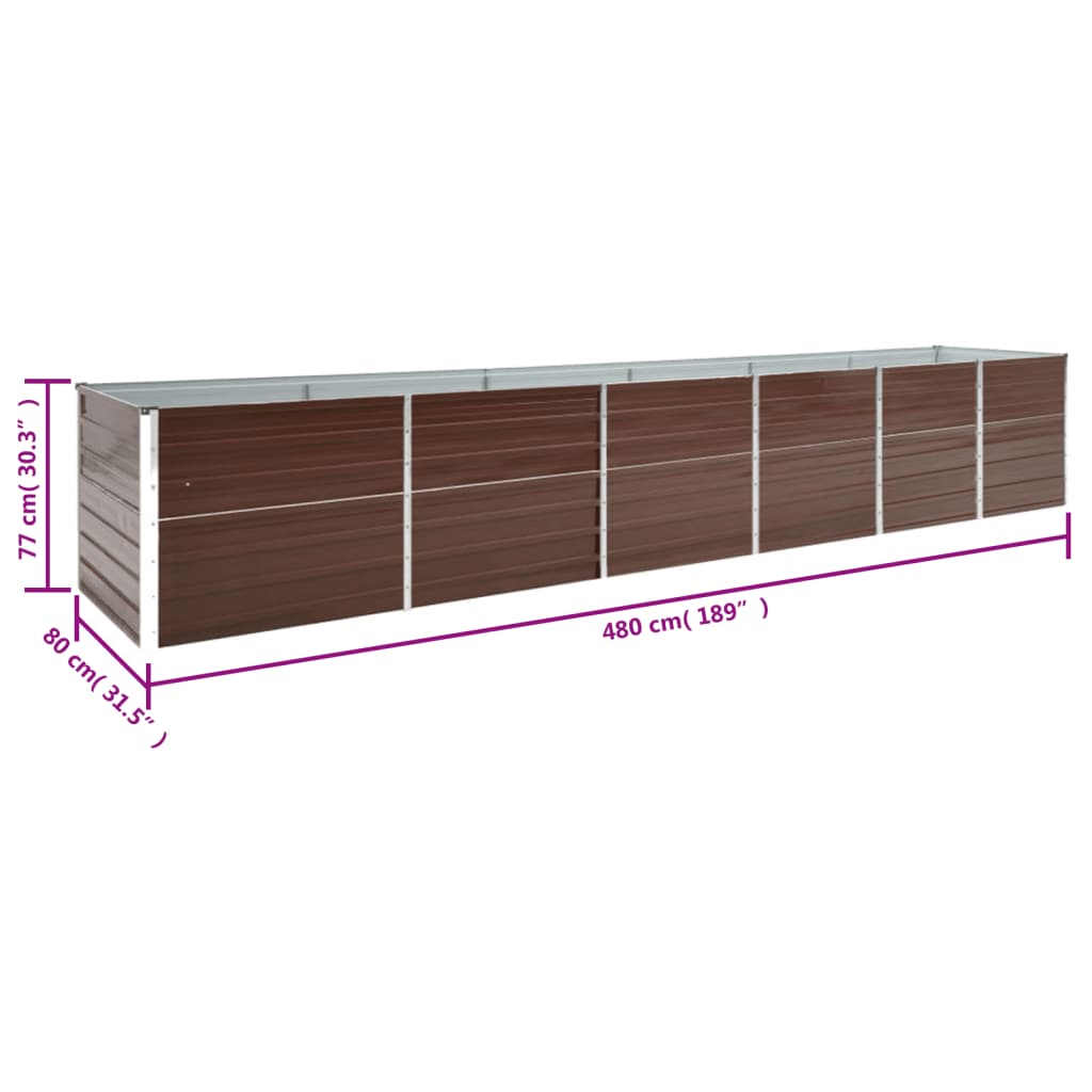 Arriate De Jardín De Acero Galvanizado Marrón 480x80x77 Cm_5