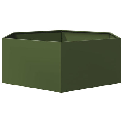 Jardinera Hexagonal De Acero Verde Oliva 138x120x45 Cm_4