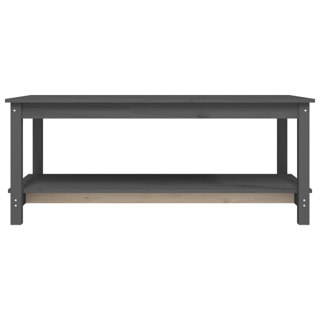 Mesa De Centro De Madera Maciza De Pino Gris 110x55x45 Cm_3