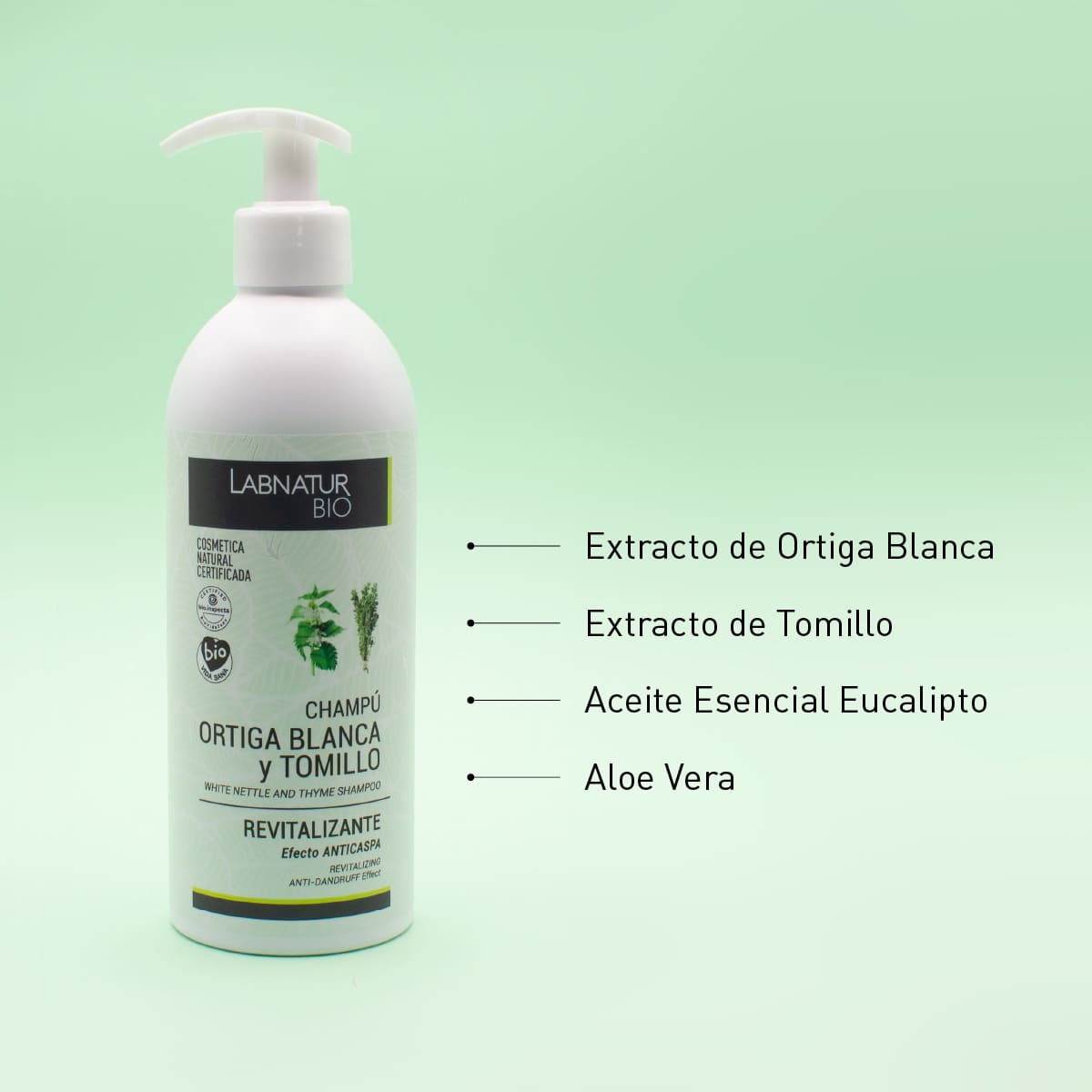 Champú Revitalizante Bio 450 Ml | Ortiga Blanca + Tomillo | Fortalece Y Aporta Vitalidad | Cabello Débil_1