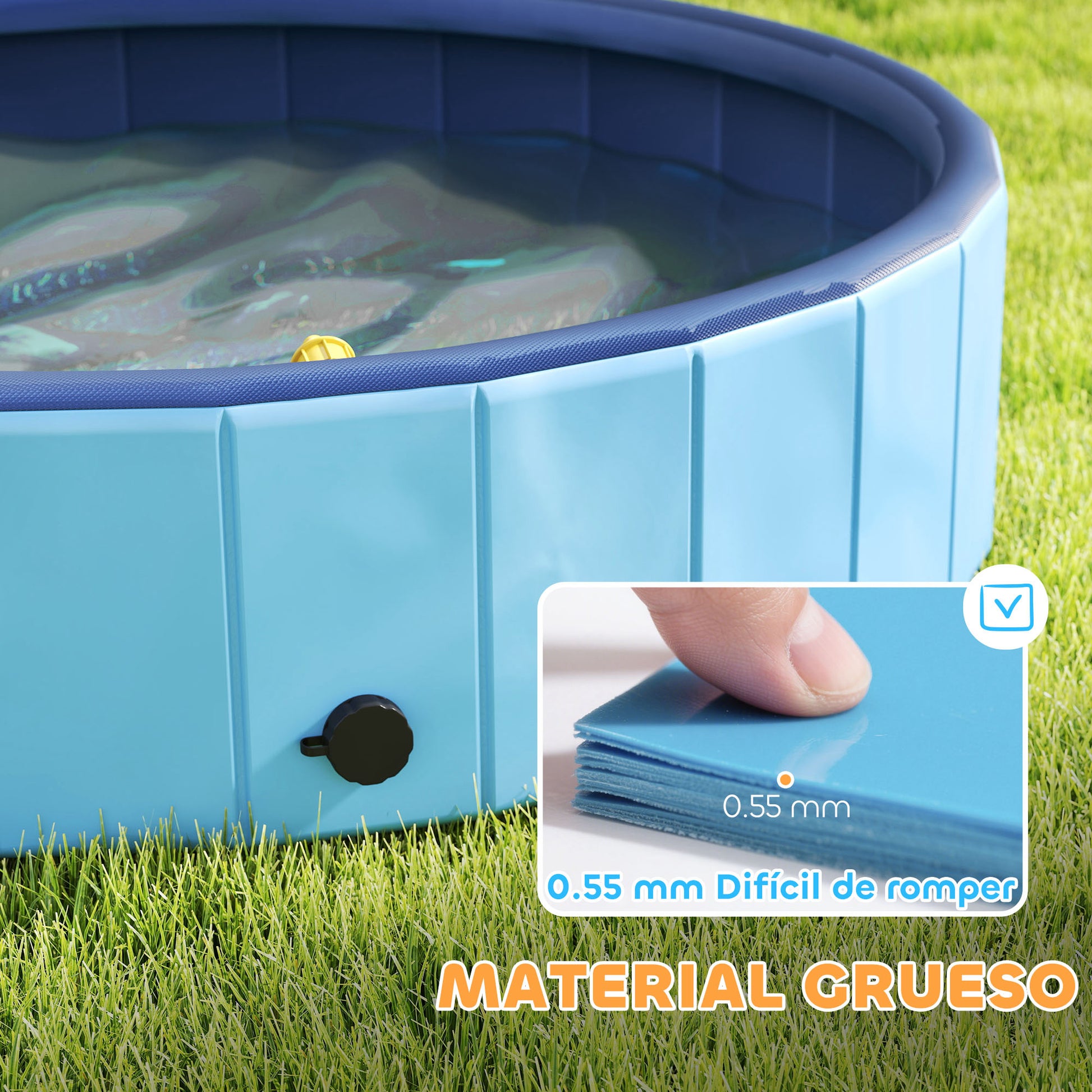 Pawhut Piscina Para Perros Plegable Con Aspersor Antideslizante Resistente Azul_3