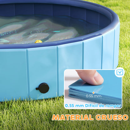Pawhut Piscina Para Perros Plegable Con Aspersor Antideslizante Resistente Azul_3
