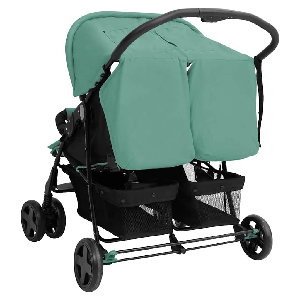 Vidaxl Carrito Para Gemelos De Acero Verde_4
