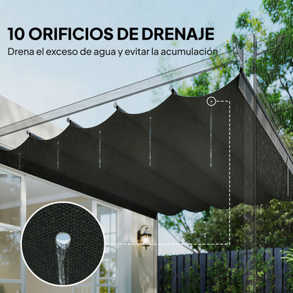 Outsunny Cubierta Para Pérgola Retráctil 2,5x2,55m Para Marco De 3x3 M Gris_5