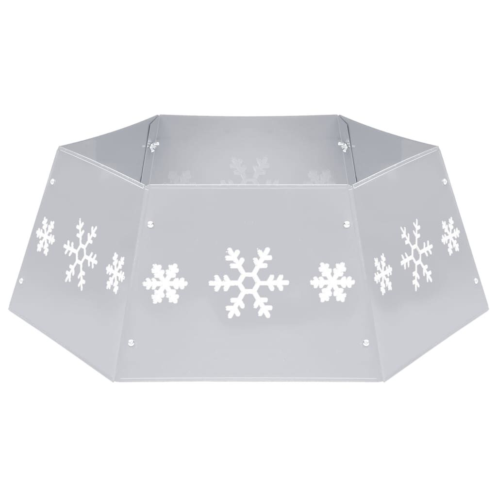 Vidaxl Falda Del Árbol De Navidad Plateada Y Blanca Ø68x25 Cm_0