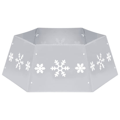 Vidaxl Falda Del Árbol De Navidad Plateada Y Blanca Ø68x25 Cm_0