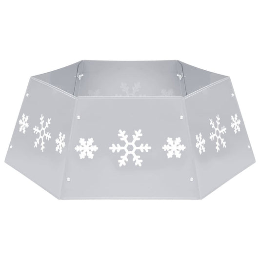 Vidaxl Falda Del Árbol De Navidad Plateada Y Blanca Ø68x25 Cm_0