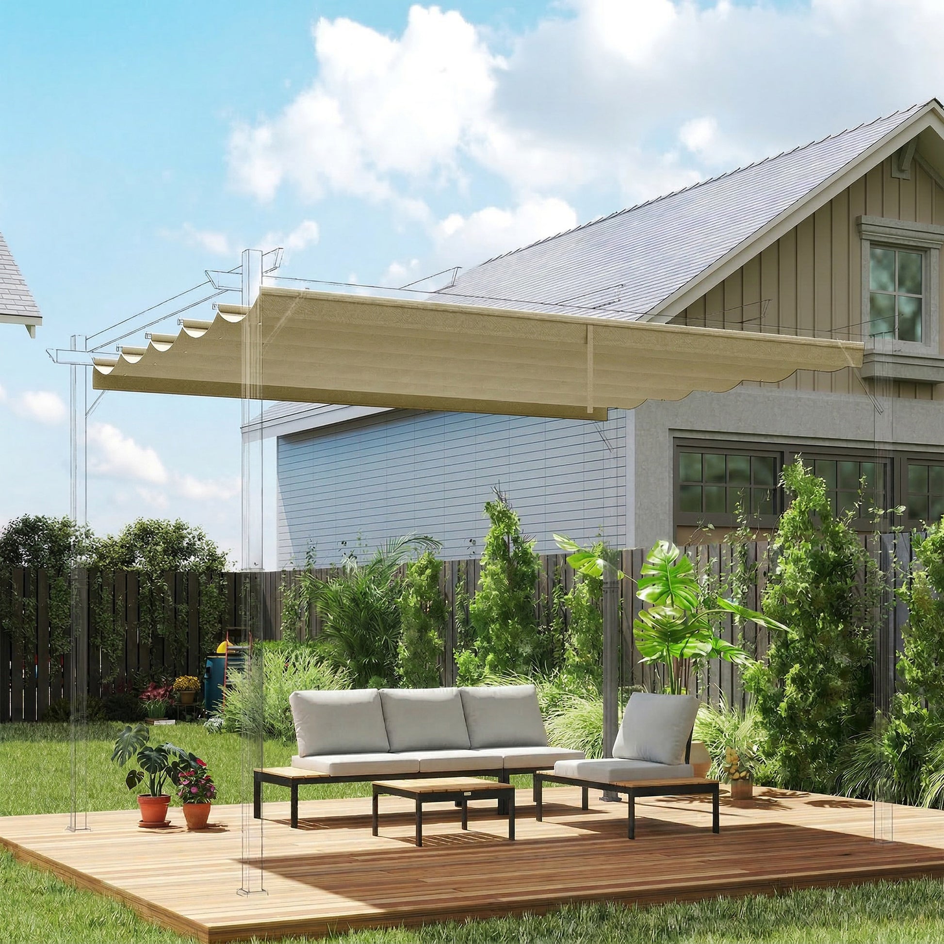 Outsunny Techo De Pérgola Retráctil 3,5x2,6 M Para Marco De Pérgola De 4x3 M_1