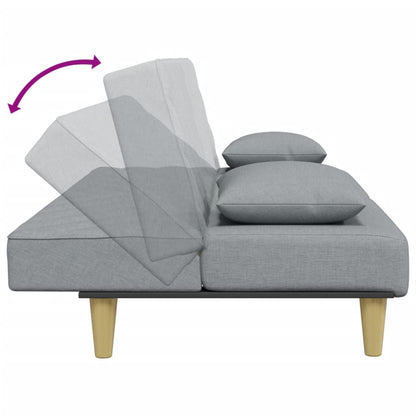 Sofá Cama De 2 Plazas Con Almohadas Y Taburete Tela Gris Claro / Vetonek_0