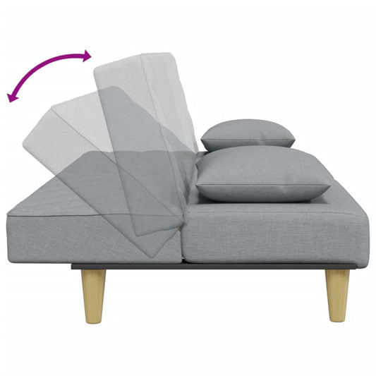 Sofá Cama De 2 Plazas Con Almohadas Y Taburete Tela Gris Claro / Vetonek_0