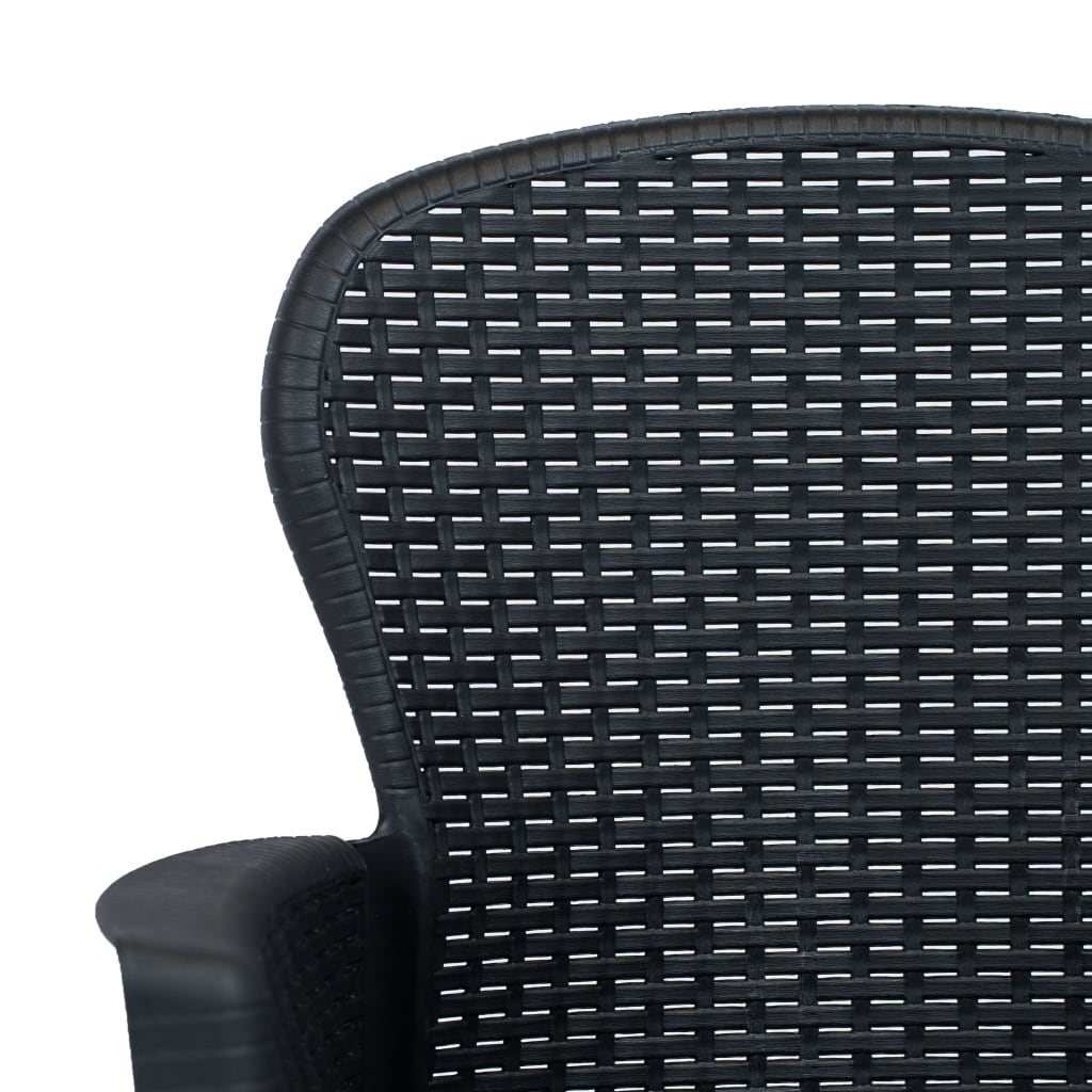 Vidaxl Set De Mesa Y Sillas De Jardín 3 Pzas Ratán Plástico Antracita_4