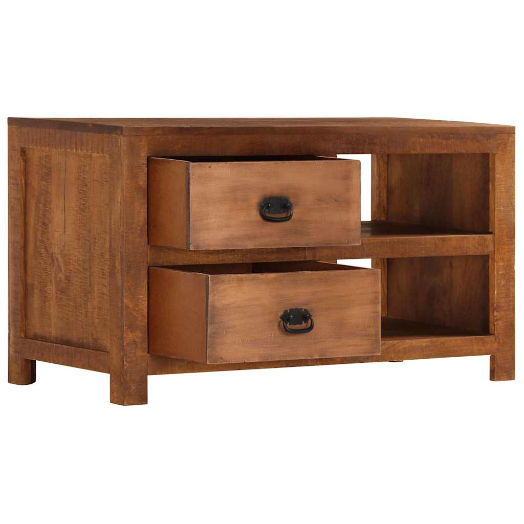 Mesa De Centro Con 2 Cajones Madera Maciza De Mango 90x40x50 Cm_3