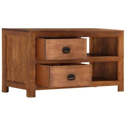Mesa De Centro Con 2 Cajones Madera Maciza De Mango 90x40x50 Cm_3