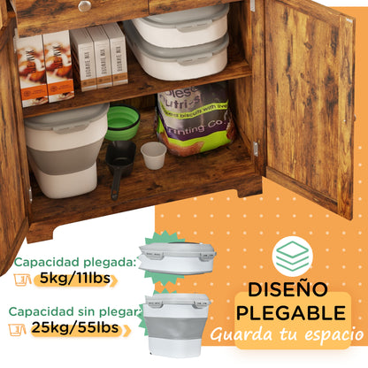 Pawhut Contenedor De Pienso Plegable 25l Con Taza Medidora Cuenco Plegable_4
