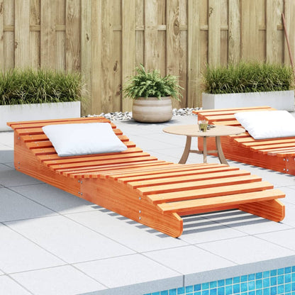 Tumbona De Madera Maciza De Pino Marrón Cera 205x70x31,5 Cm / Vetonek_4