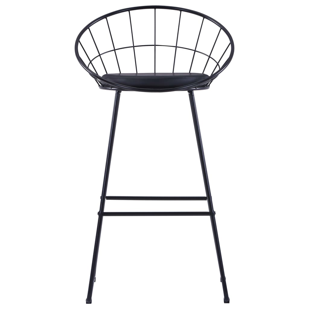 Taburete De Barra De Cocina 2 Unidades Cuero Sintético Negro_0