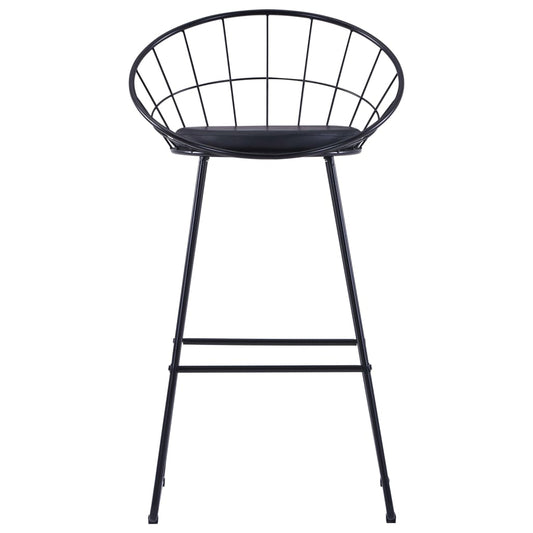 Taburete De Barra De Cocina 2 Unidades Cuero Sintético Negro_0