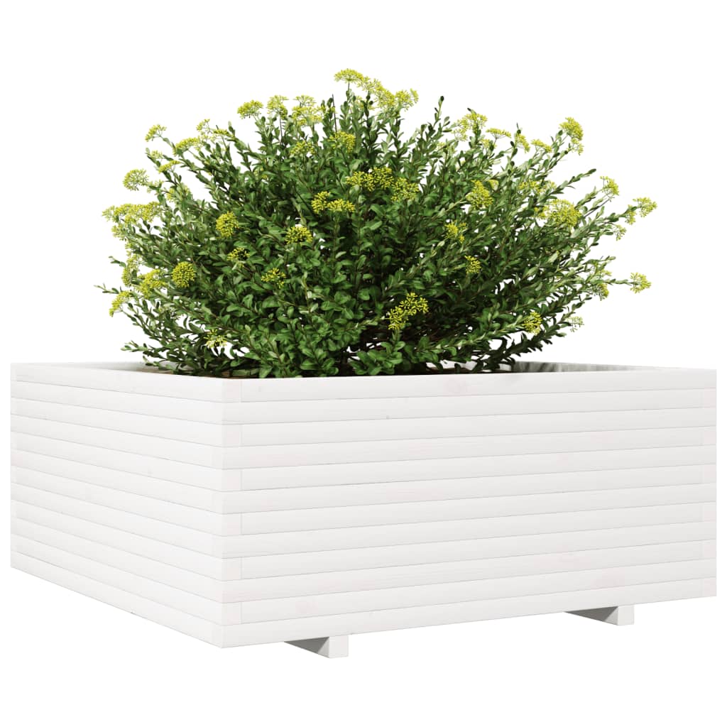 Jardinera Madera Maciza De Pino Blanco 110x110x49,5 Cm_3