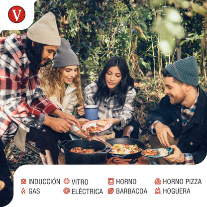 Victoria Sartén Hierro Fundido Esmaltado Mini Pancakes, Poffertjes, Provoletera Apta Inducción, Barbacoa, 39.233, Negro_3