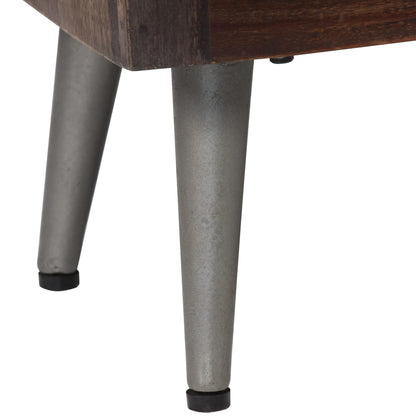 Mesita De Noche De Madera Maciza Reciclada 40x30x50 Cm_4