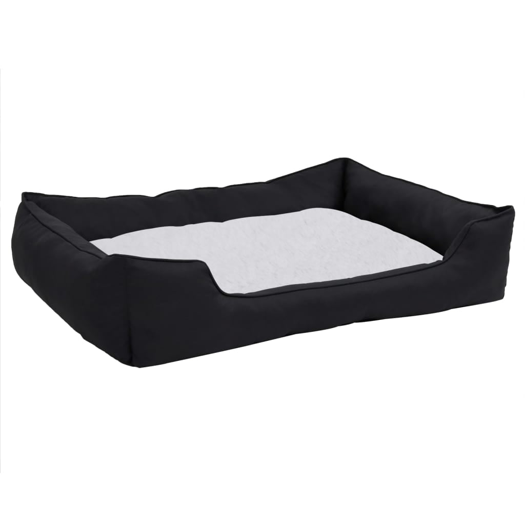 Vidaxl Cama De Perro Felpa Apariencia De Lino Negra Y Blanca_0
