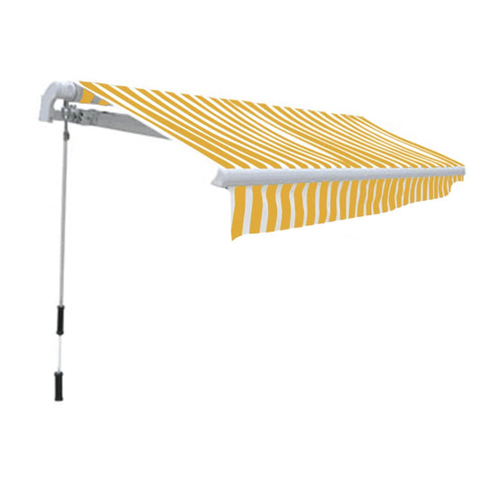 Toldo Plegable De Operación Manual 300 Cm Amarillo Y Blanco_0