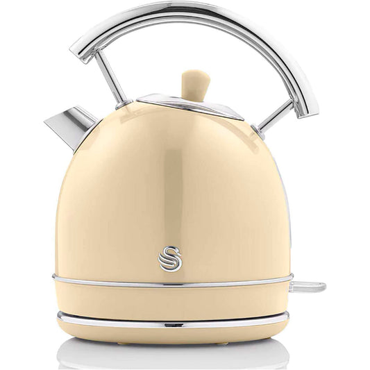 Swan Retro Hervidor Agua Eléctrico, 1,8 L, Resistencia Oculta Acero Inoxidable, Sin Bpa, Inalámbrico, Sk14630cneu,crema_0