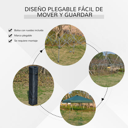 Cenador Plegable Outsunny Verde 300x300x250 Cm Acero Tela Oxford_5