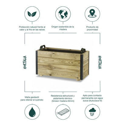 Jardinera De Madera Con Refuerzo De Aluminio 70x30x40 Cm Ghio Al Hortalia_4