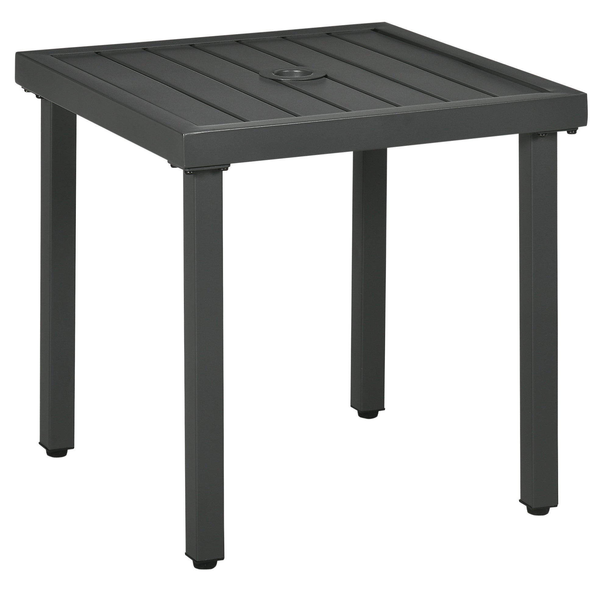 Outsunny Mesa De Jardín Cuadrada Con Orificio Para Sombrillas Ø45 Mm 51x51x51 Cm_0