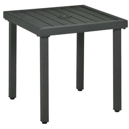 Outsunny Mesa De Jardín Cuadrada Con Orificio Para Sombrillas Ø45 Mm 51x51x51 Cm_0