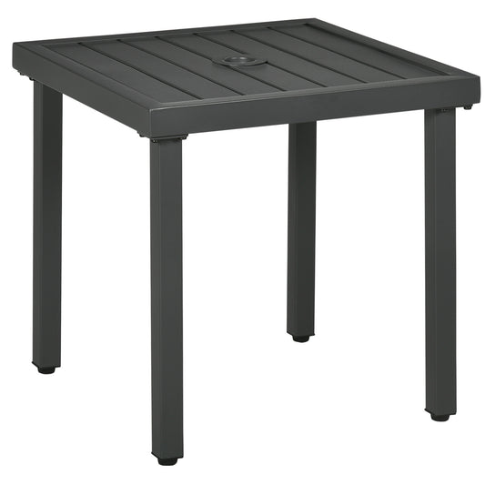 Outsunny Mesa De Jardín Cuadrada Con Orificio Para Sombrillas Ø45 Mm 51x51x51 Cm_0