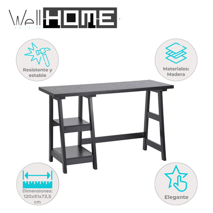 Well Home Escritorio Con Estantes En Color Negro_1
