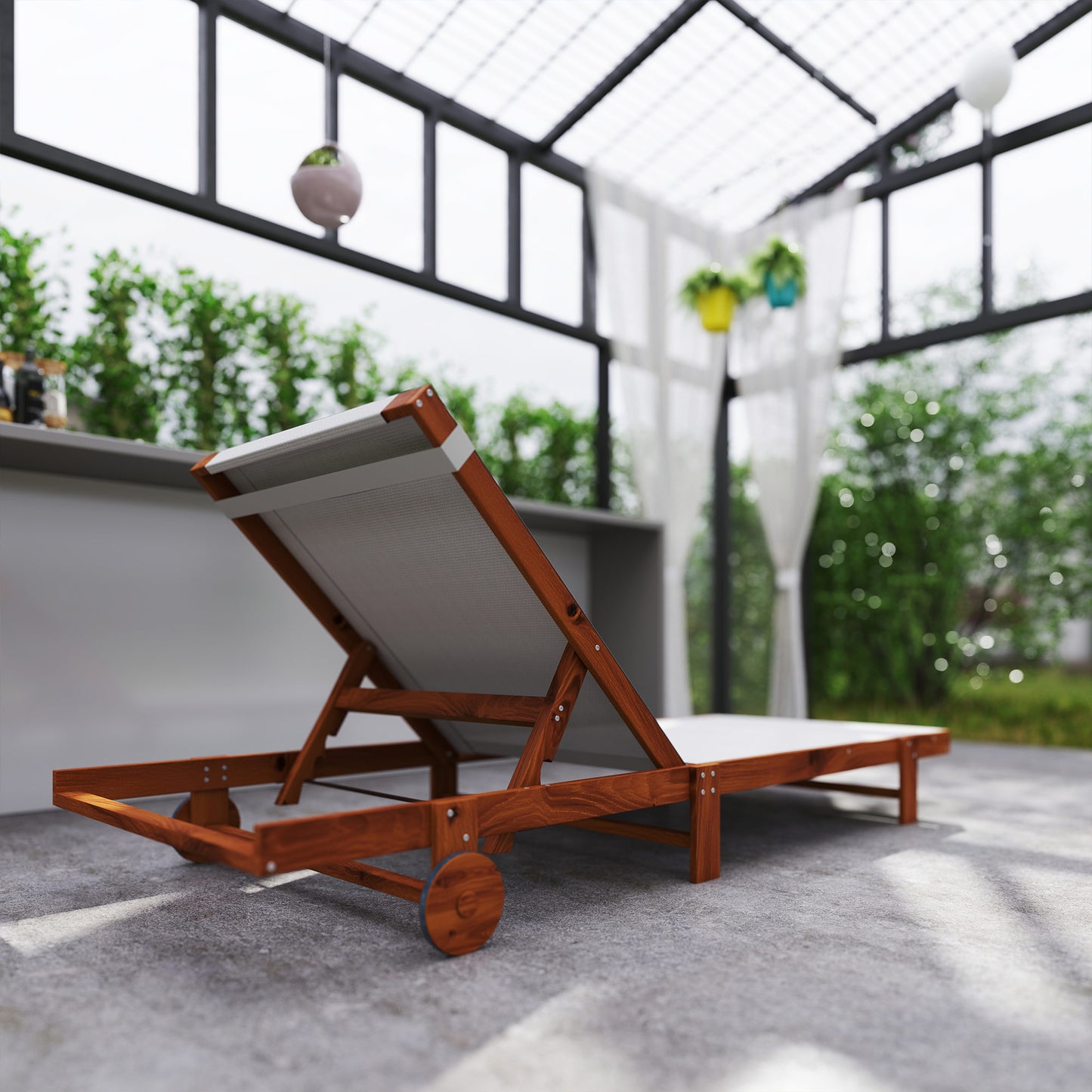 Outsunny Tumbona Reclinable De Madera Con Ruedas Respaldo Ajustable Blanca_3