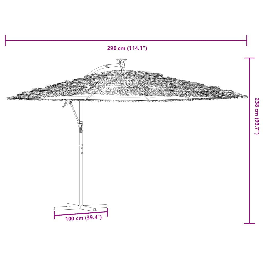 Vidaxl Sombrilla De Jardín Con Leds Poste Acero Marrón 290x290x238 Cm_2