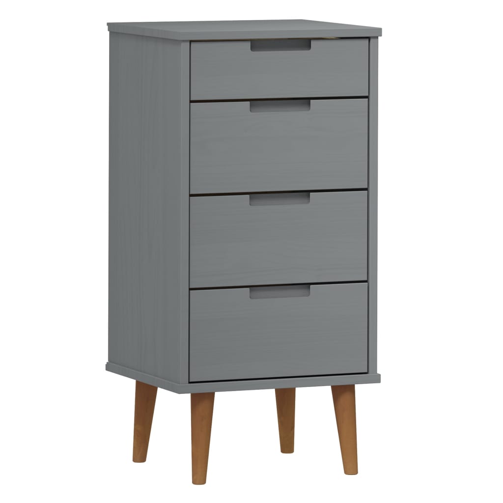 Mesita De Noche Molde Madera Maciza De Pino Gris 40x35x82 Cm_1