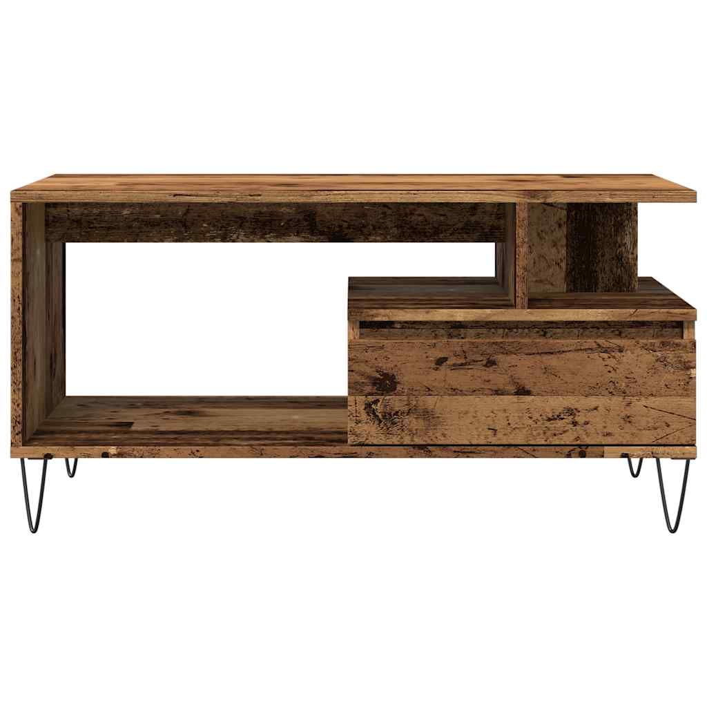 Mesa De Centro Madera Ingeniería Madera Envejecida 90x49x45 Cm_2