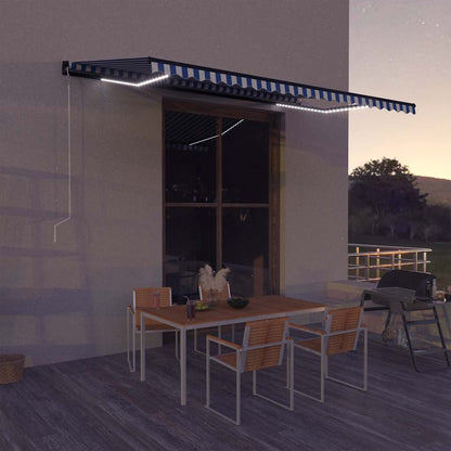 Toldo Con Led Y Sensor De Viento Azul Y Blanco 500x300 Cm_1