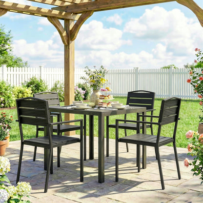 Outsunny Juego De 4 Sillas De Jardín Exterior Apilables 52x51x90 Cm Negro_4