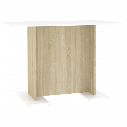 Mesa De Comedor Madera Contrachapada Blanco Roble 120x60x76 Cm_0