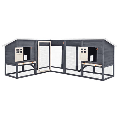 Vidaxl Conejera De Exterior Con Corredor Madera De Abeto Gris Y Blanco_1