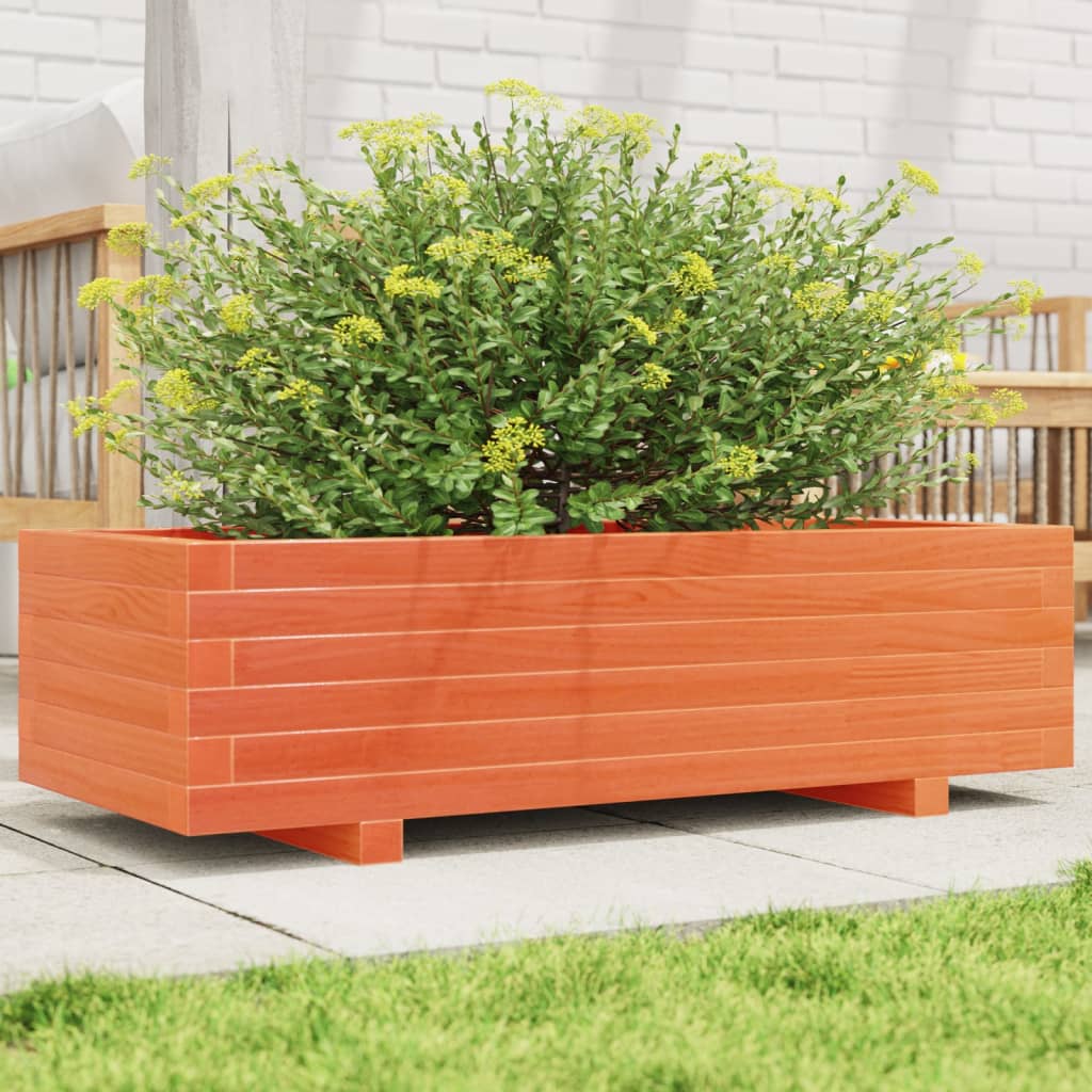 Jardinera De Madera Maciza De Pino Marrón Cera 90x40x26,5 Cm_1