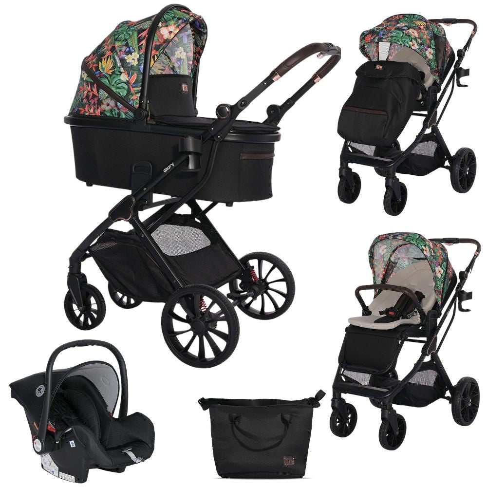 Carrito De Bebé Trio Glory Hasta 22 Kg Tropical Flowers_0