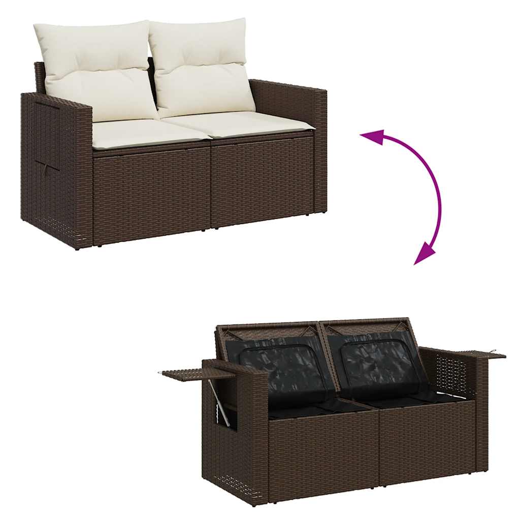 Set Comedor De Jardín 5 Piezas Y Cojines Ratán Sintético Marrón / Vetonek_4