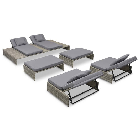 Vidaxl Set De Muebles De Jardín 5 Pzas Y Cojines Ratán Sintético Gris_0