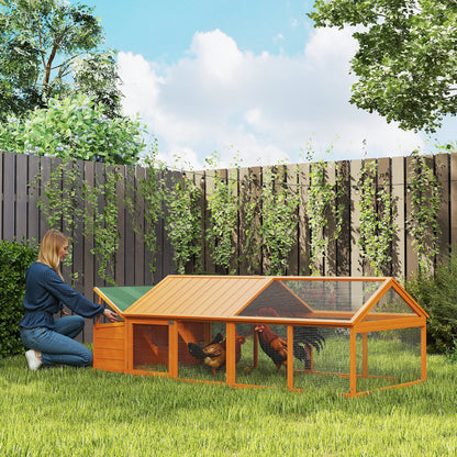 Pawhut Gallinero De Madera De 2 Pisos Para 4-8 Gallinas 240x112,5x76 Cm Natural_1