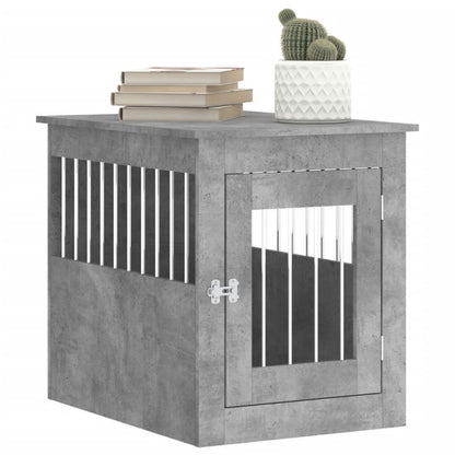 Jaula Para Perros En Mueble Estilo Hormigón Gris 55x75x65 Cm Fabricada En Material De Madera_3