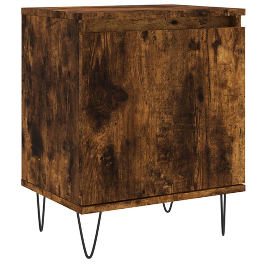 Mesita De Noche Madera De Ingeniería Roble Ahumado 40x30x50 Cm_0